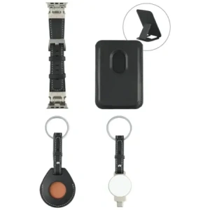 4smarts Style 4 az 1-ben kiegészítő készlet MagSafe pénztárca, Apple Watch töltő, Apple Watch szíj, AirTag tok fekete