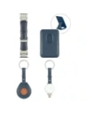 Set de accesorii 4smarts Style 4 în 1: portofel MagSafe, încărcător pentru Apple Watch, brățară pentru Apple Watch, husă pentru AirTag albastră.