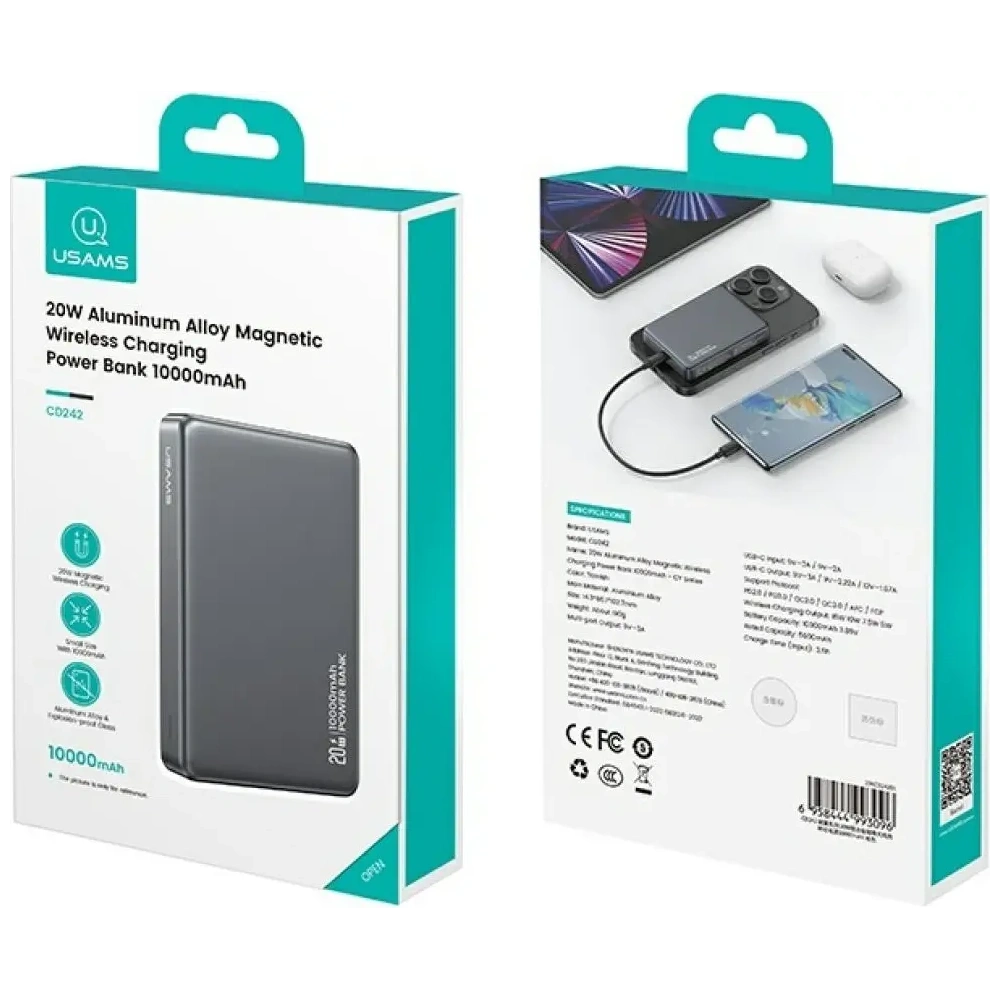 USAMS CY Sorozat CD242 10000mAh 20W mágneses vezeték nélküli powerbank