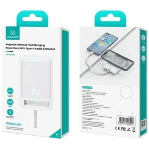 USAMS XM Sorozat CD219 10000mAh-os mágneses vezeték nélküli powerbank rózsaszín