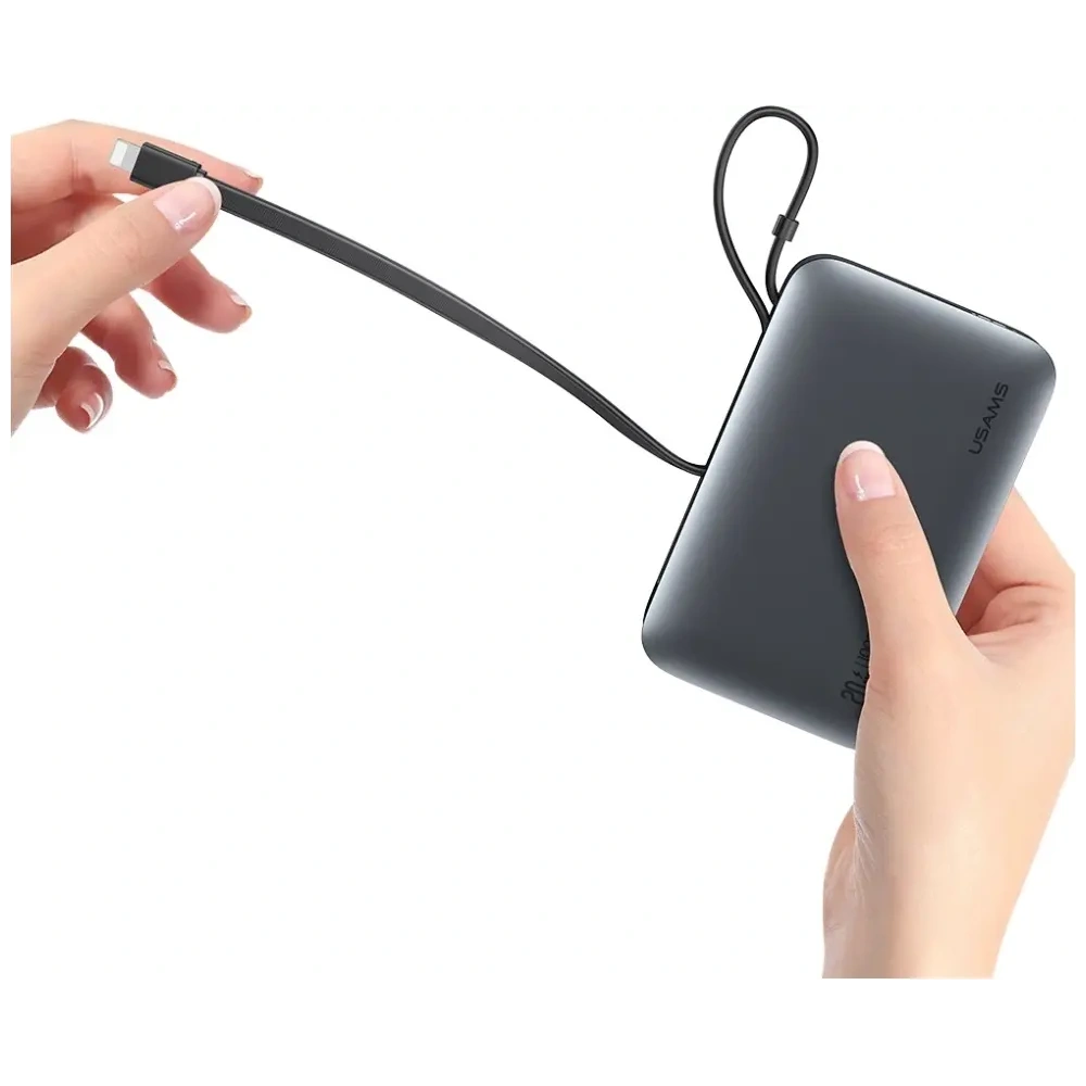 USAMS XR Sorozat CD228 Powerbank 10000mAh 20W + USB-C / Lightning Kábel fehér