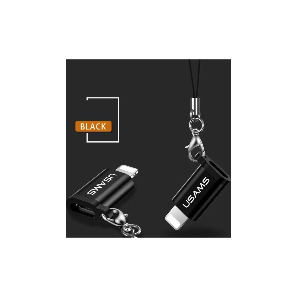 USAMS US-SJ152 microUSB / Lightning adapter pánttal fekete