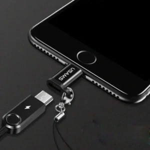 USAMS US-SJ152 microUSB / Lightning adapter pánttal fekete