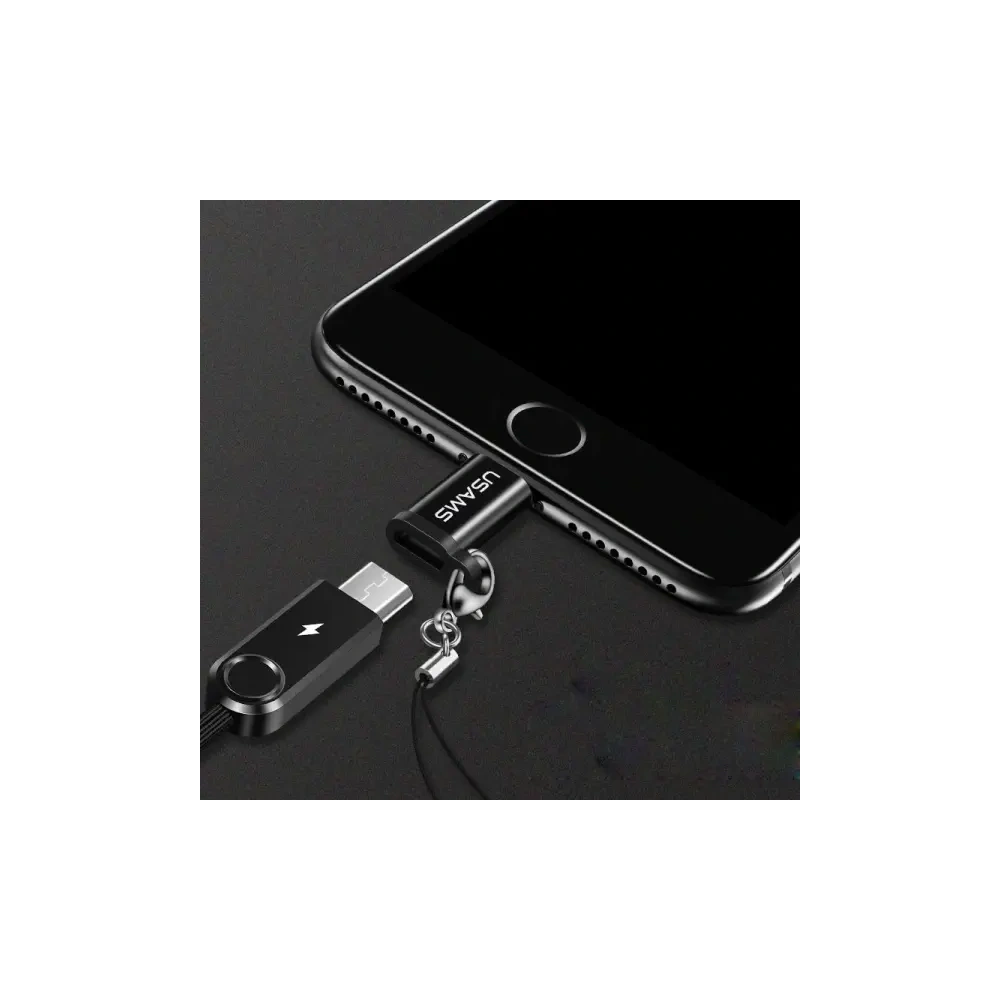 USAMS US-SJ152 microUSB / Lightning adapter pánttal fekete