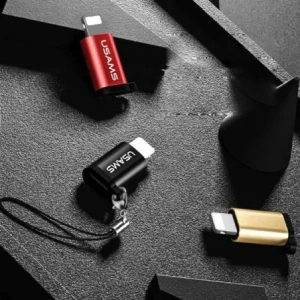 USAMS US-SJ152 microUSB / Lightning adapter pánttal fekete