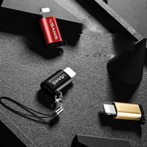Adapter USAMS US-SJ152 microUSB / Lightning ze smyczą czarny