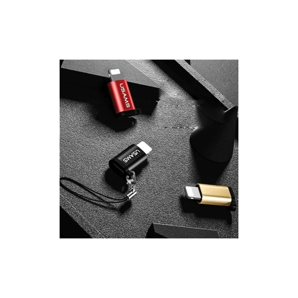 USAMS US-SJ152 microUSB / Lightning adapter pánttal fekete