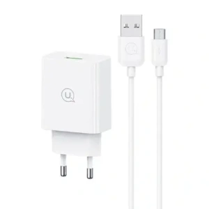 USAMS SC Series SCXLTZ01 18W Gyors Töltő Fali Töltő + 1m MicroUSB / USB-A Kábel Fehér