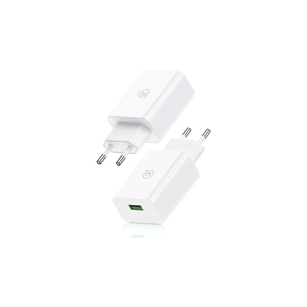 USAMS SC Series SCXLTZ01 18W Rychlonabíjecí nástěnná nabíječka + 1m MicroUSB / USB-A kabel bílý