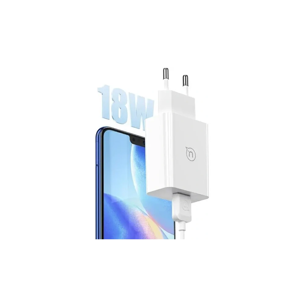 USAMS SC Series SCXLTZ01 18W Rychlonabíjecí nástěnná nabíječka + 1m MicroUSB / USB-A kabel bílý