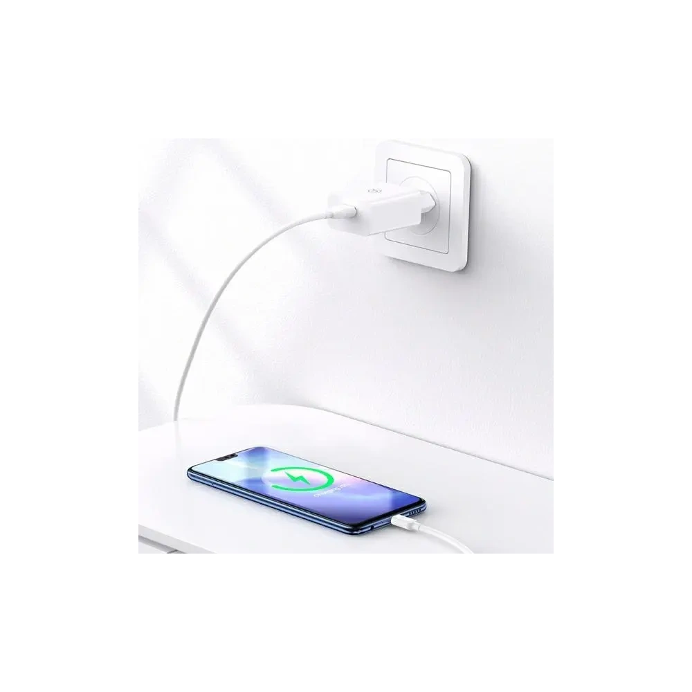 USAMS SC Series SCXLTZ01 18W Rychlonabíjecí nástěnná nabíječka + 1m MicroUSB / USB-A kabel bílý