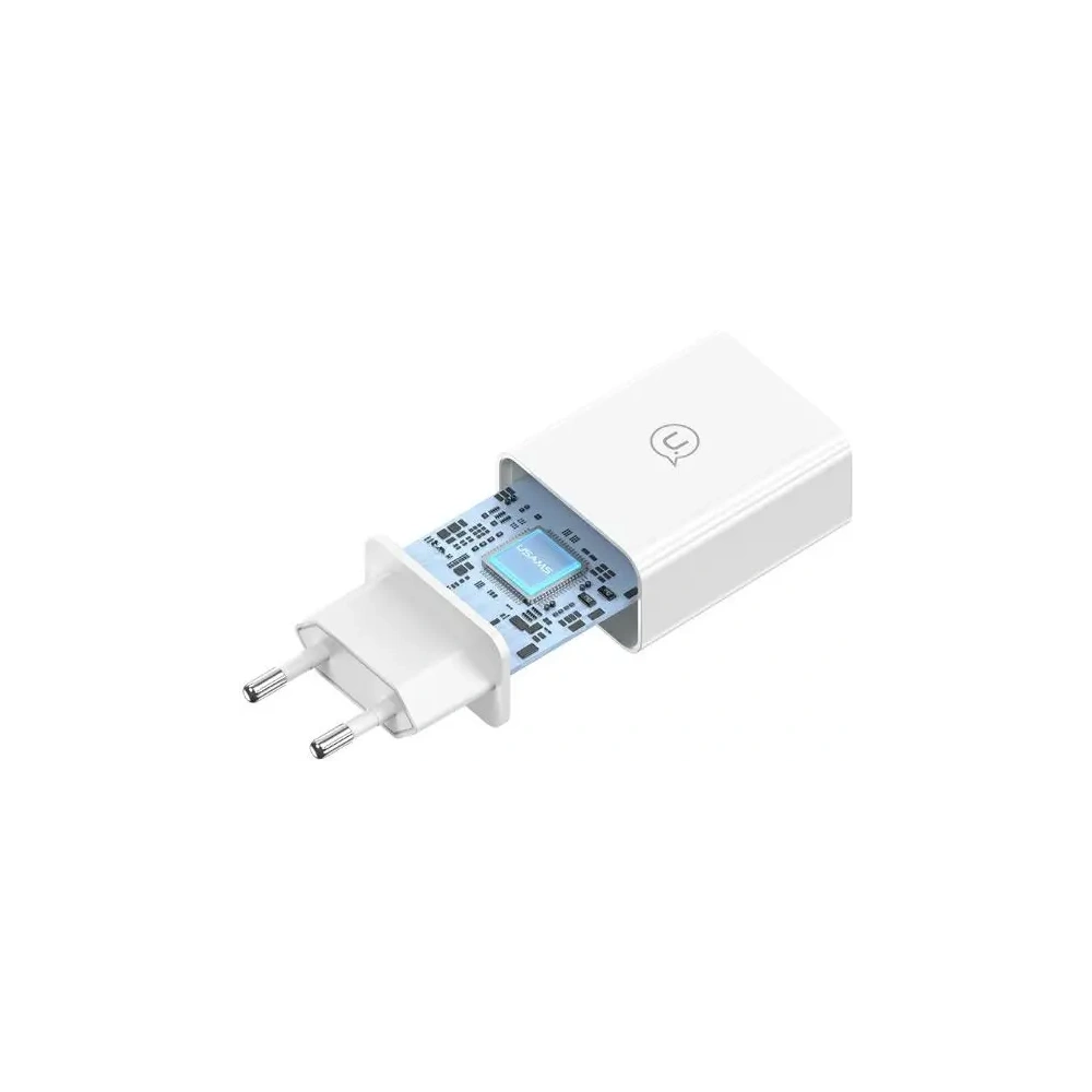 USAMS SC Series SCXLTZ01 18W Rychlonabíjecí nástěnná nabíječka + 1m MicroUSB / USB-A kabel bílý
