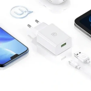 USAMS SC Series SCXLTZ01 18W Gyors Töltő Fali Töltő + 1m MicroUSB / USB-A Kábel Fehér