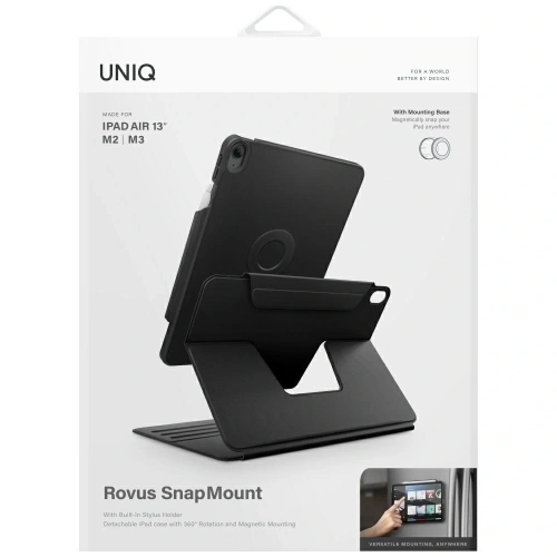 Etui UNIQ Rovus Snapmount Magnetic 360 Rotating Detachable do Apple iPad Air 13" 2024 / 13" 2025 czarny