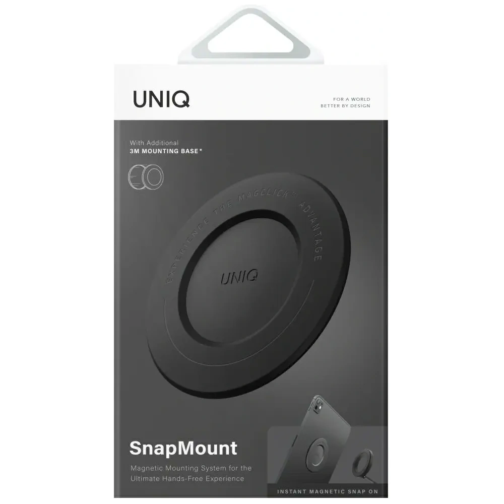 Suport magnetic UNIQ SnapMount autoadeziv negru
