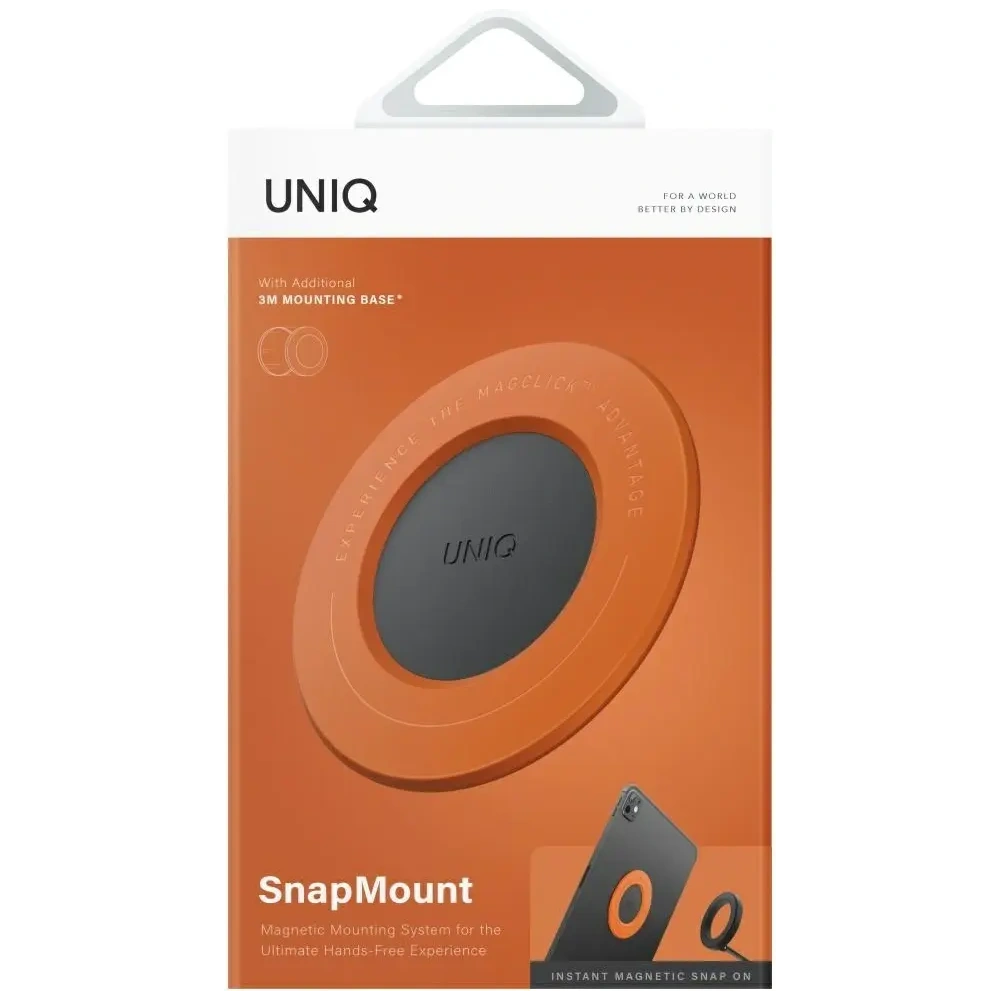 Uchwyt magnetyczny UNIQ SnapMount samoprzylepny pomarańczowy/charcoal