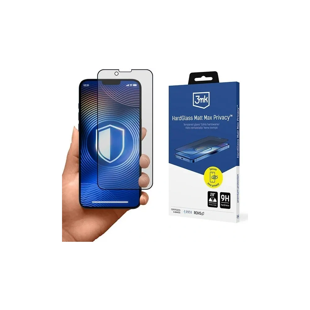 Matowe prywatyzujące szkło hartowane 3MK HardGlass Matt Max Privacy Apple iPhone 13 / 13 Pro / 14 / 16e