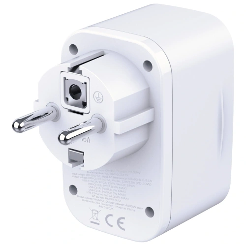 Adapter sieciowy 3MK Hyper Comfort Charger 30W AC, USB-A, 2xUSB-C PD QC3.0 biały