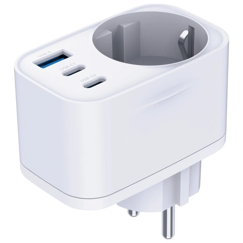 Adapter sieciowy 3MK Hyper Comfort Charger 30W AC, USB-A, 2xUSB-C PD QC3.0 biały