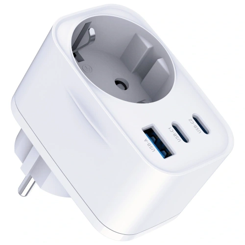 Adapter sieciowy 3MK Hyper Comfort Charger 30W AC, USB-A, 2xUSB-C PD QC3.0 biały