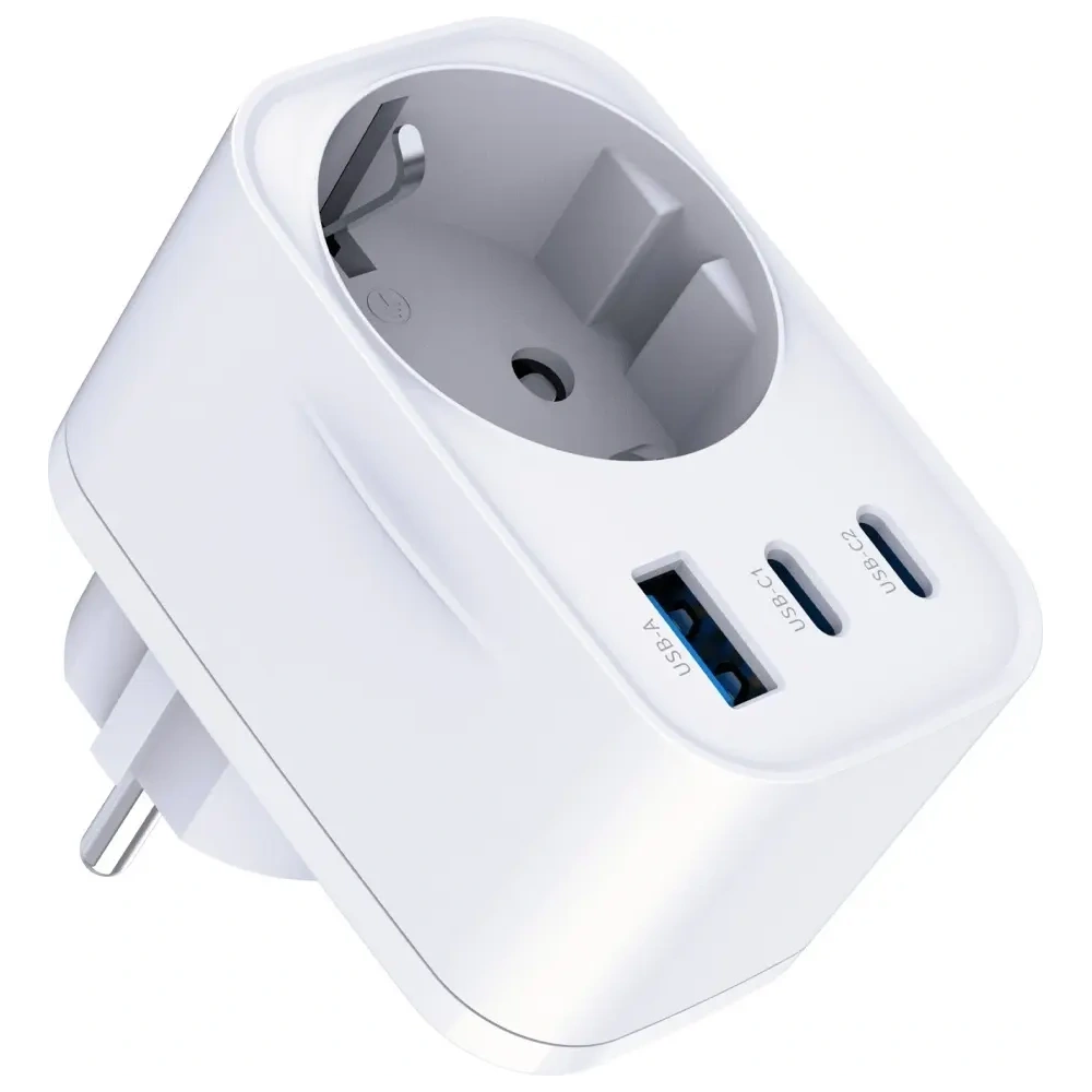 Încărcător 3MK Hyper Comfort 30W AC, USB-A, 2xUSB-C PD QC3.0 alb