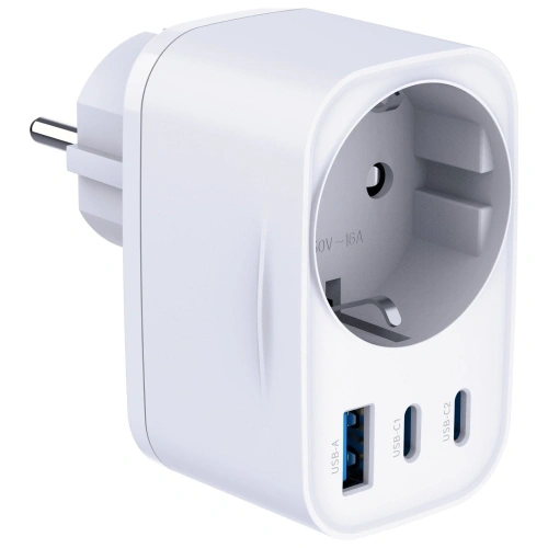 Adapter sieciowy 3MK Hyper Comfort Charger 30W AC, USB-A, 2xUSB-C PD QC3.0 biały