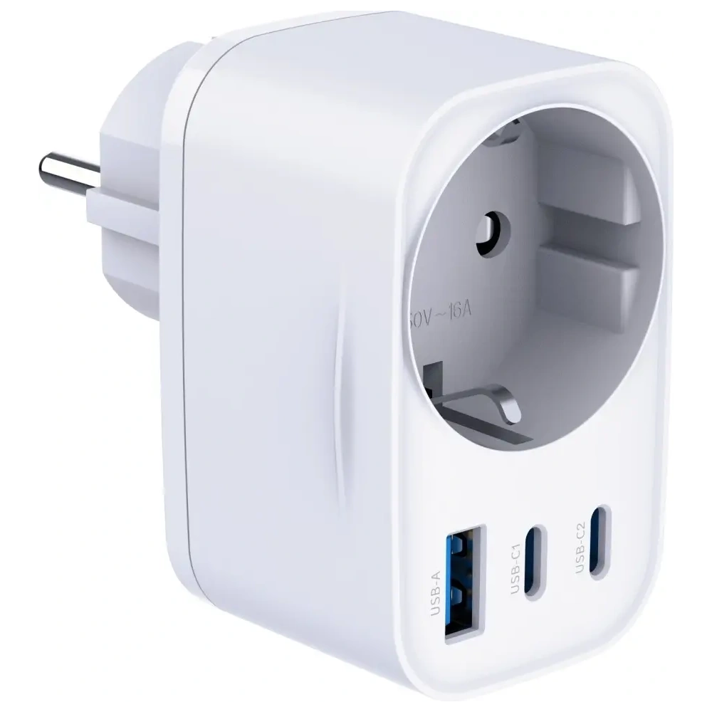Încărcător 3MK Hyper Comfort 30W AC, USB-A, 2xUSB-C PD QC3.0 alb