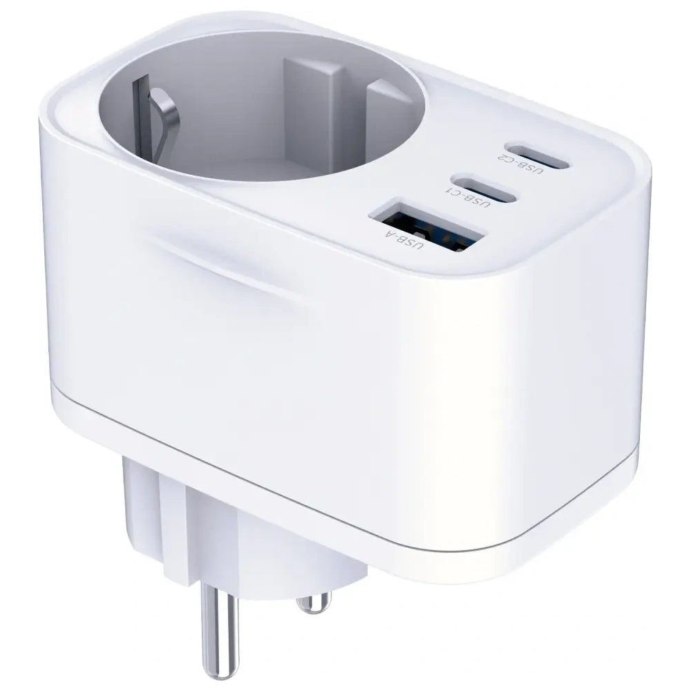 Încărcător 3MK Hyper Comfort 30W AC, USB-A, 2xUSB-C PD QC3.0 alb