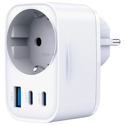 Adapter sieciowy 3MK Hyper Comfort Charger 30W AC, USB-A, 2xUSB-C PD QC3.0 biały