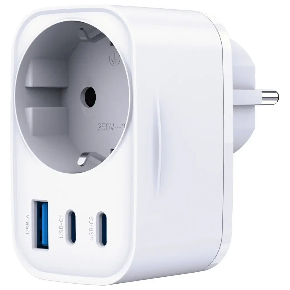 Încărcător 3MK Hyper Comfort 30W AC, USB-A, 2xUSB-C PD QC3.0 alb