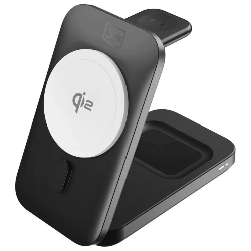 Ładowarka indukcyjna 3MK MagRocket 3w1 15W Qi2 MPP czarny