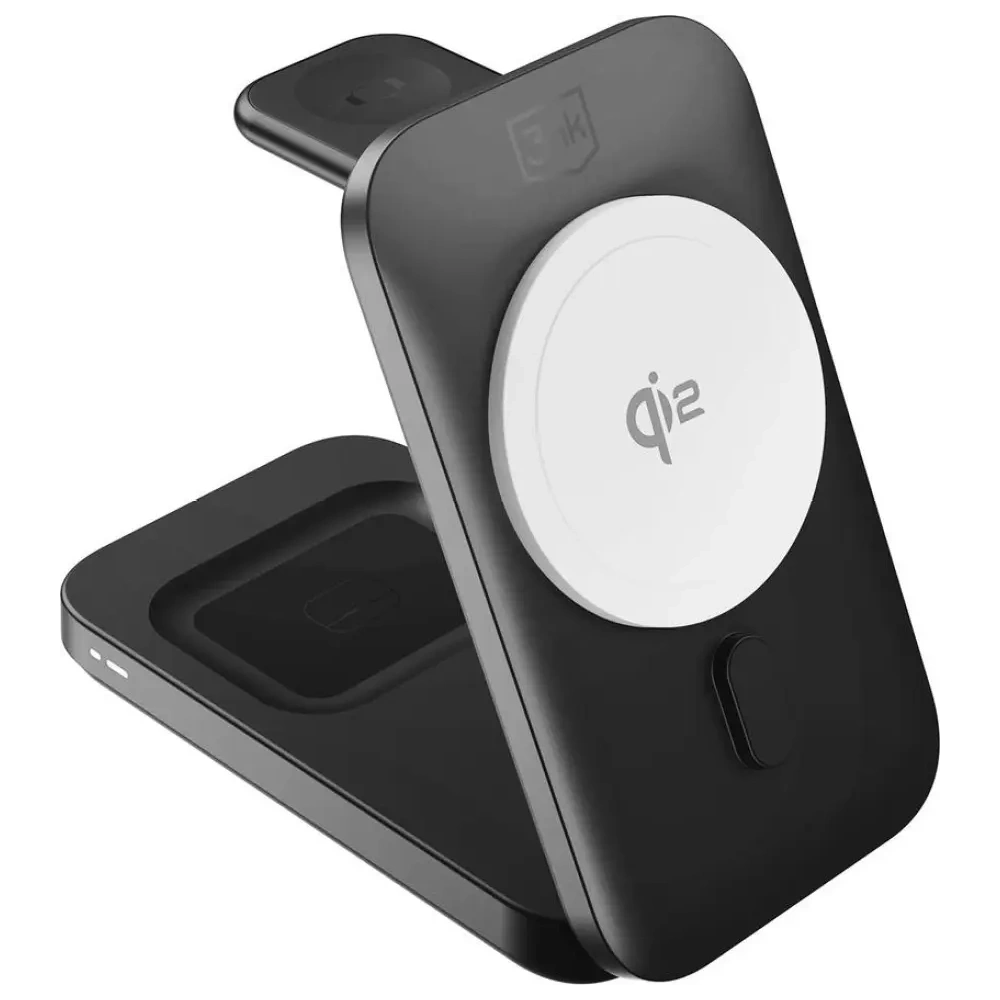 Încărcător wireless 3MK MagRocket 3 în 1 15W Qi2 MPP Negru