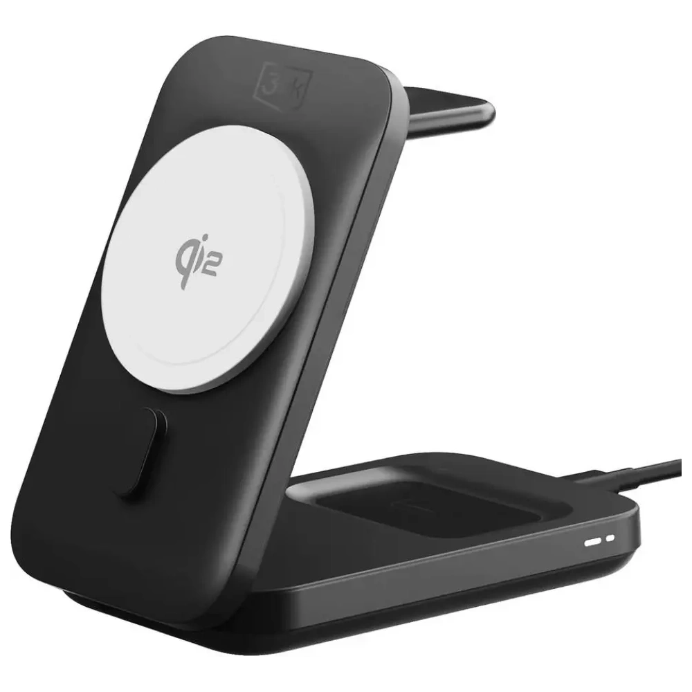 Încărcător wireless 3MK MagRocket 3 în 1 15W Qi2 MPP Negru