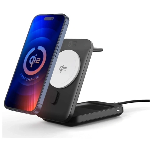 Ładowarka indukcyjna 3MK MagRocket 3w1 15W Qi2 MPP czarny