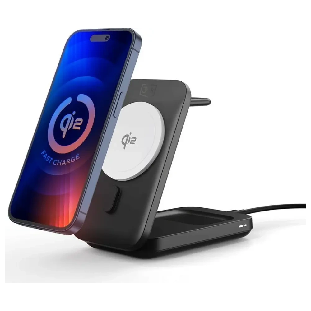 Încărcător wireless 3MK MagRocket 3 în 1 15W Qi2 MPP Negru