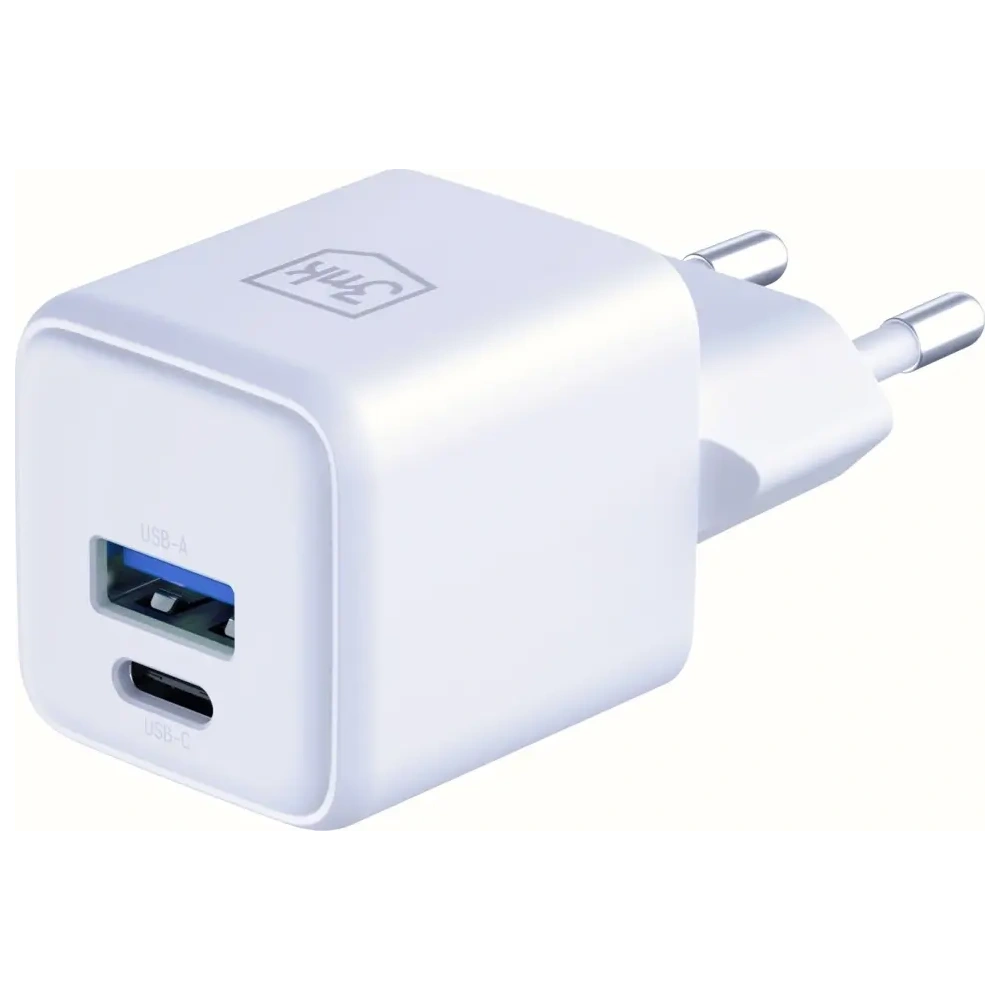 Încărcător 3MK Hyper GaN 20W USB-A, USB-C PD QC4+ alb