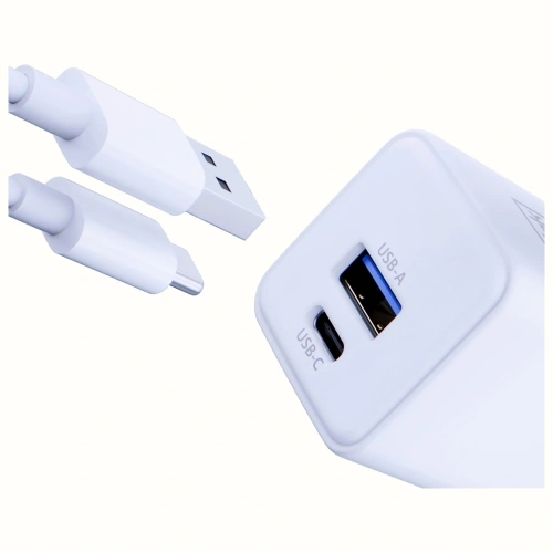 Ładowarka sieciowa 3MK Hyper GaN Charger 20W USB-A, USB-C PD QC4+ biały