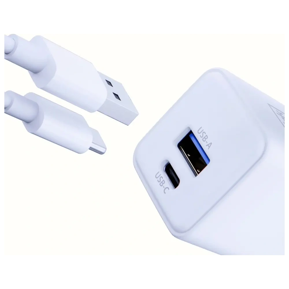 Încărcător 3MK Hyper GaN 20W USB-A, USB-C PD QC4+ alb