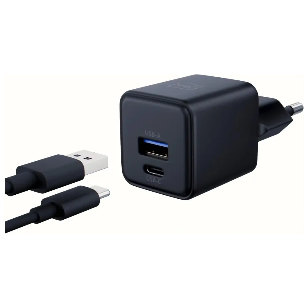 Încărcător 3MK Hyper GaN 20W USB-A, USB-C PD QC4+ negru