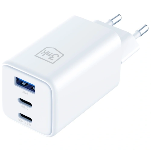 Ładowarka sieciowa 3MK Hyper GaN Charger 65W USB-A, 2xUSB-C PD QC4+ biały
