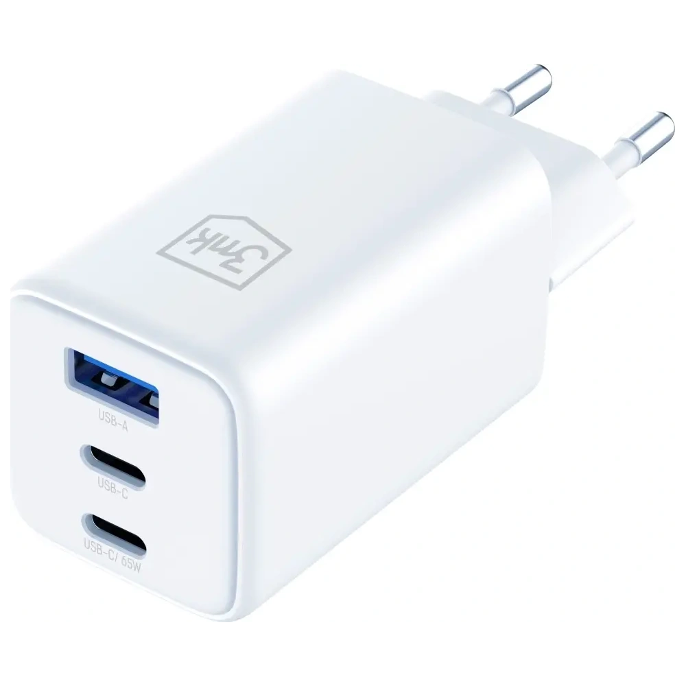 3MK Hyper GaN Nabíječka 65W USB-A, 2xUSB-C PD QC4+ bílá