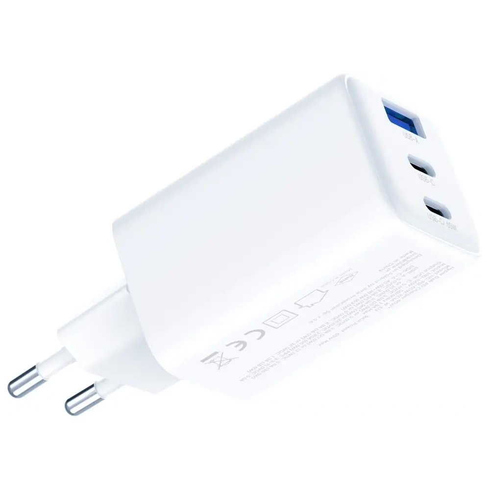 Încărcător 3MK Hyper GaN 65W USB-A, 2xUSB-C PD QC4+ alb