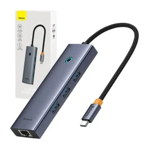 Baseus UltraJoy 4-v-1 Hub USB-C / 3xUSB-A 3.0, RJ45 (šedá)