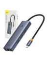 Baseus UltraJoy 4-v-1 Hub USB-C / 3xUSB-A 3.0, RJ45 (šedá)