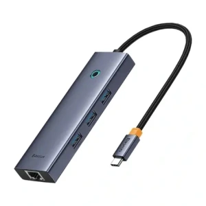 Baseus UltraJoy 4-v-1 Hub USB-C / 3xUSB-A 3.0, RJ45 (šedá)