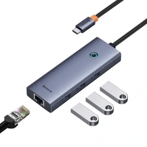 Baseus UltraJoy 4-in-1 Hub USB-C / 3xUSB-A 3.0, RJ45 (grau)