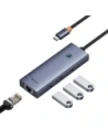 Baseus UltraJoy 4-v-1 Hub USB-C / 3xUSB-A 3.0, RJ45 (šedá)