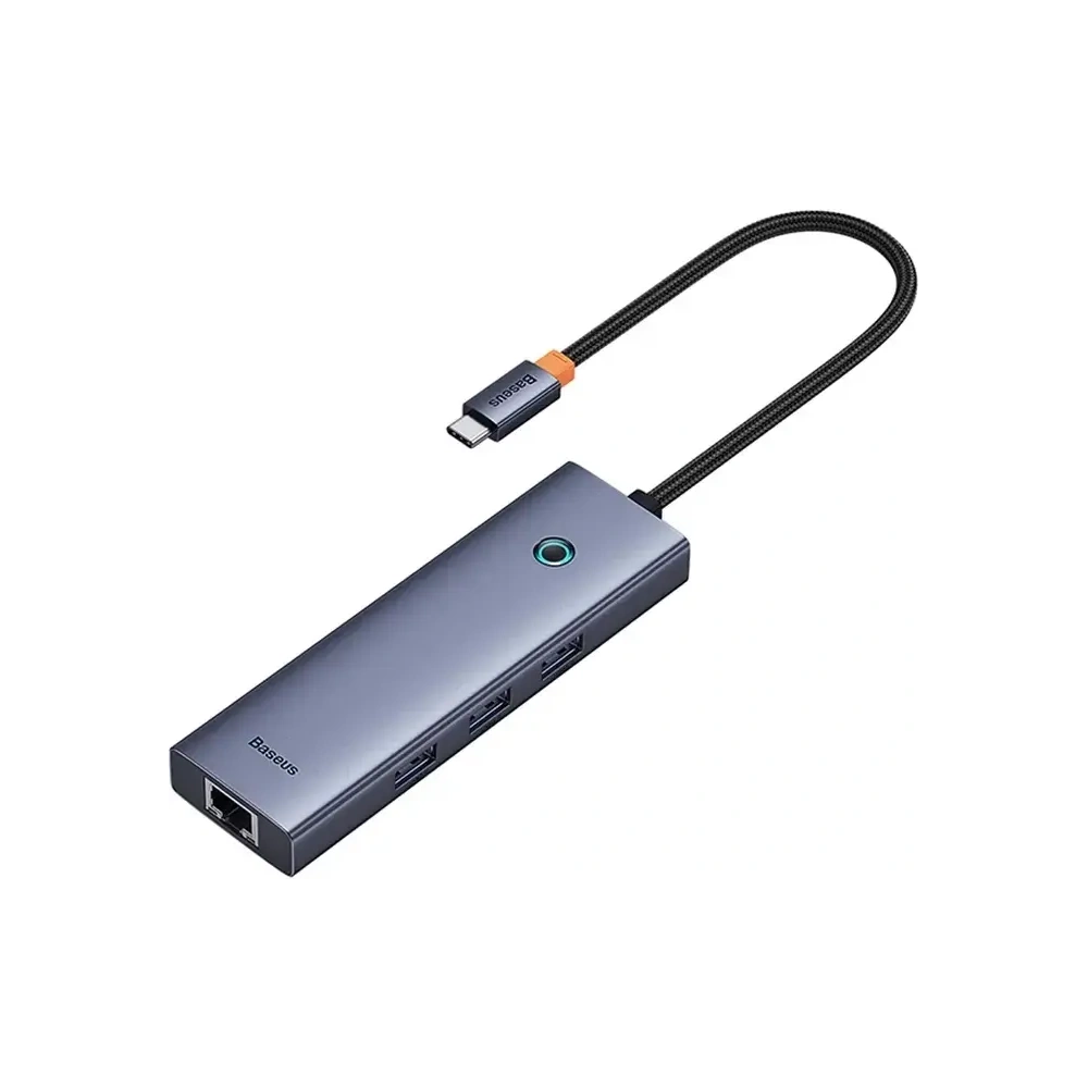 Baseus UltraJoy 4-v-1 Hub USB-C / 3xUSB-A 3.0, RJ45 (šedá)