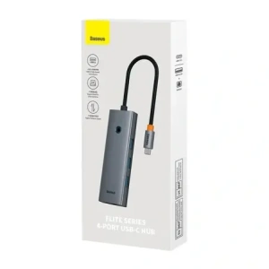 Baseus UltraJoy 4-v-1 Hub USB-C / 3xUSB-A 3.0, RJ45 (šedá)