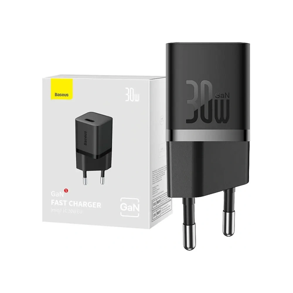 Baseus GaN5 30W USB-C nástěnná nabíječka (černá)